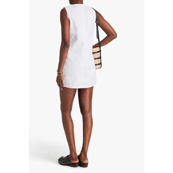 FRAME Trapunto denim mini dress Size L $328 - Picture 2 of 10